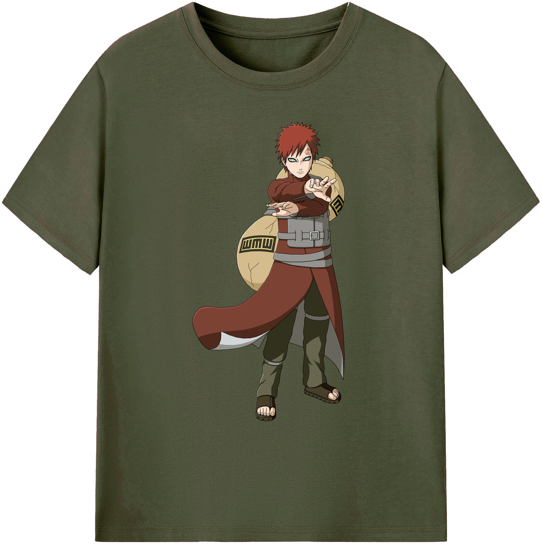 （画像用） NARUTO -ナルト- ガアラ Gaara 綿100％ メンズ半袖Tシャツ｜肌触りやわらか＆通気性
